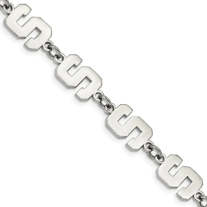 Don't Miss Out On Bestselling Jewelry At Special Prices Stainless Steel Michigan State University Adj. Link Bracelet, 8.5 Inch