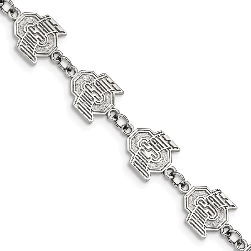 Flash Sale On Elegant Jewelry – Don't Miss Out Stainless Steel Ohio State Link Adjustable Bracelet, 7 to 8.5 Inch