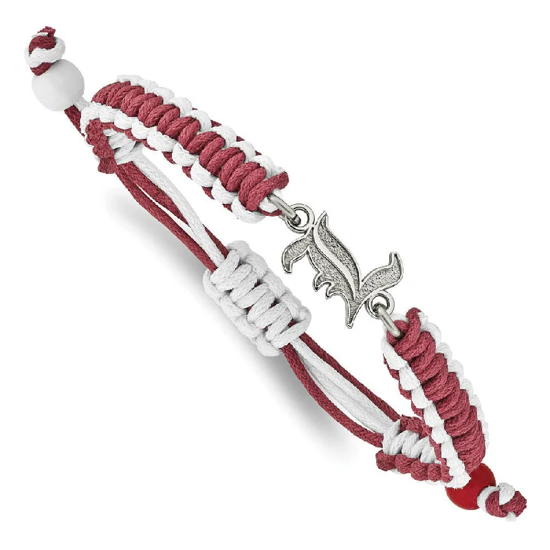 Grab Exquisite Jewelry At The Lowest Prices Stainless Steel U. of Louisville Adjustable Nylon Cord Bracelet, 9 In