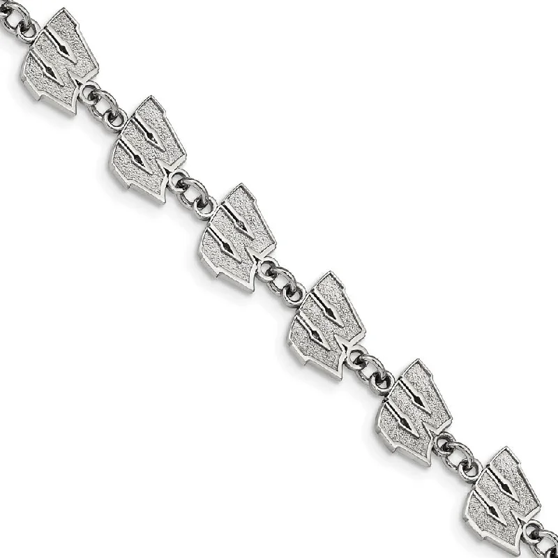 Breathtaking Jewelry, Breathtaking Prices Stainless Steel U. of Wisconsin Link Bracelet, 6.5 to 8 Inch