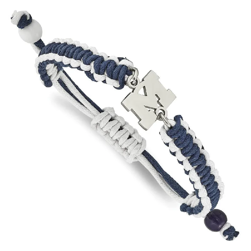 Flash Deals On Fine Jewelry – Shop Before It's Gone Stainless Steel University of Michigan Adj. Nylon Cord Bracelet, 9 In