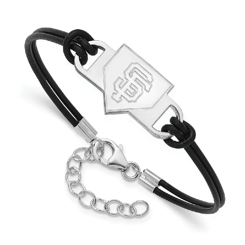 Holiday Jewelry Sale – Perfect Gifts At The Best Prices Sterling Silver MLB San Fran. Giants Homeplate Leather Bracelet, 7 In