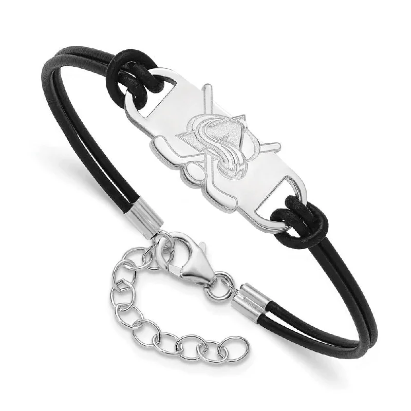 Jewelry Sale – Exclusive Styles At Lower Prices Sterling Silver Rhod. Plated NHL Avalanche Leather Bracelet, 7 Inch