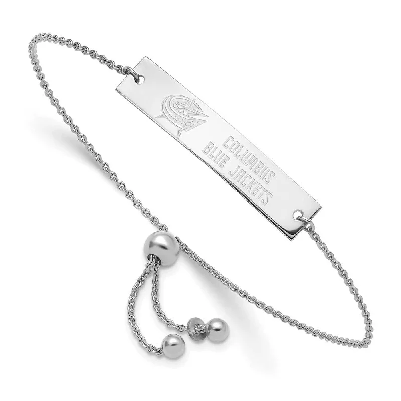 Jewelry Sale Alert – Shop Timeless Elegance Today Sterling Silver Rhod. Plated NHL Blue Jackets Adj Bar Bracelet, 9 Inch