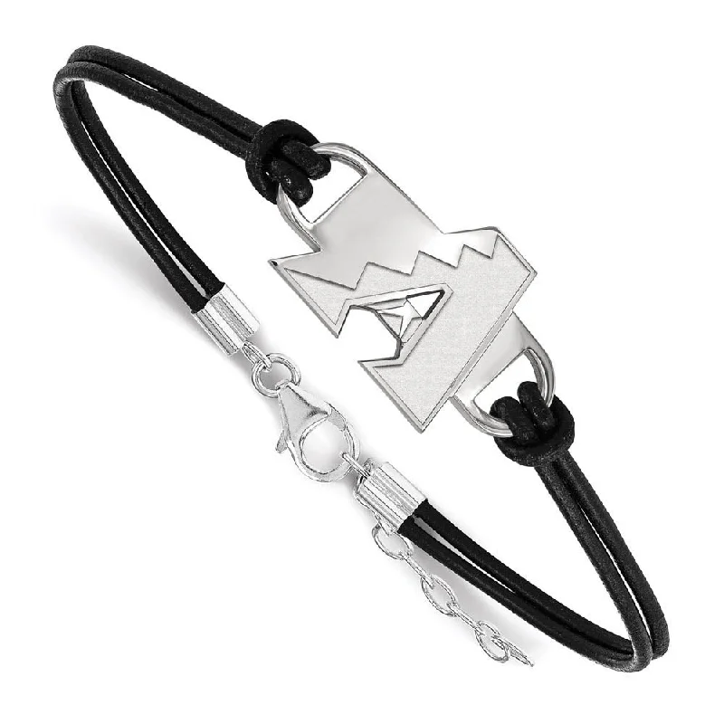 Shop Signature Jewelry Styles At Exclusive Prices Sterling Silver Rhodium MLB Ariz. Diamondbacks Leather Bracelet 7 In