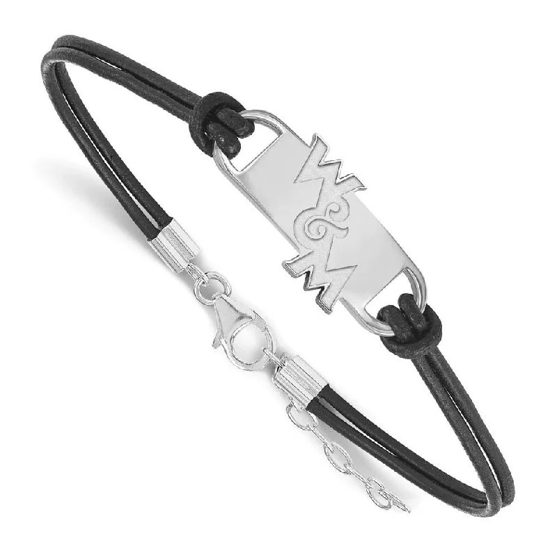 Waterproof Stainless Steel Jewelry For Lasting Beauty Sterling Silver Rhodium Plated William & Mary Leather Adj. Bracelet