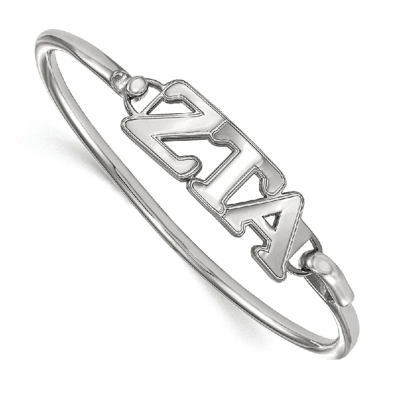 Jewelry Clearance – Final Chance To Save Big Sterling Silver Zeta Tau Alpha Small Clasp Bangle - 6 in.