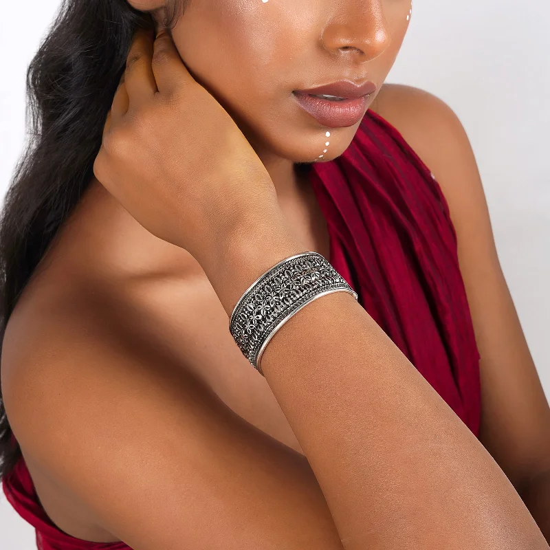 High-End Jewelry, Now More Affordable Than Ever Teejh Mantasha Silver Oxidised Cuff Bracelet