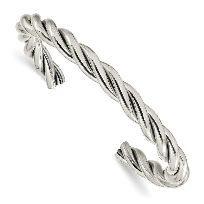 Shop Handcrafted Jewelry At Special Promotional Rates Unisex 8mm Stainless Steel Polished Twisted Cuff Bracelet