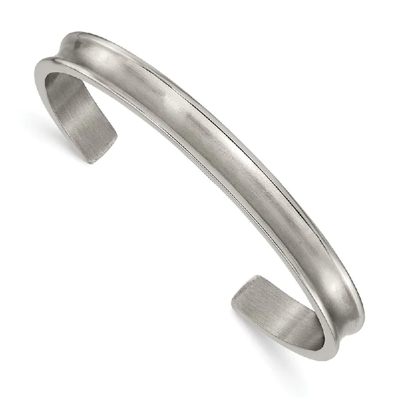 Celebrate Every Occasion With Sparkling Savings Ladies 6.5mm Titanium Brushed & Polished Concave Cuff Bracelet