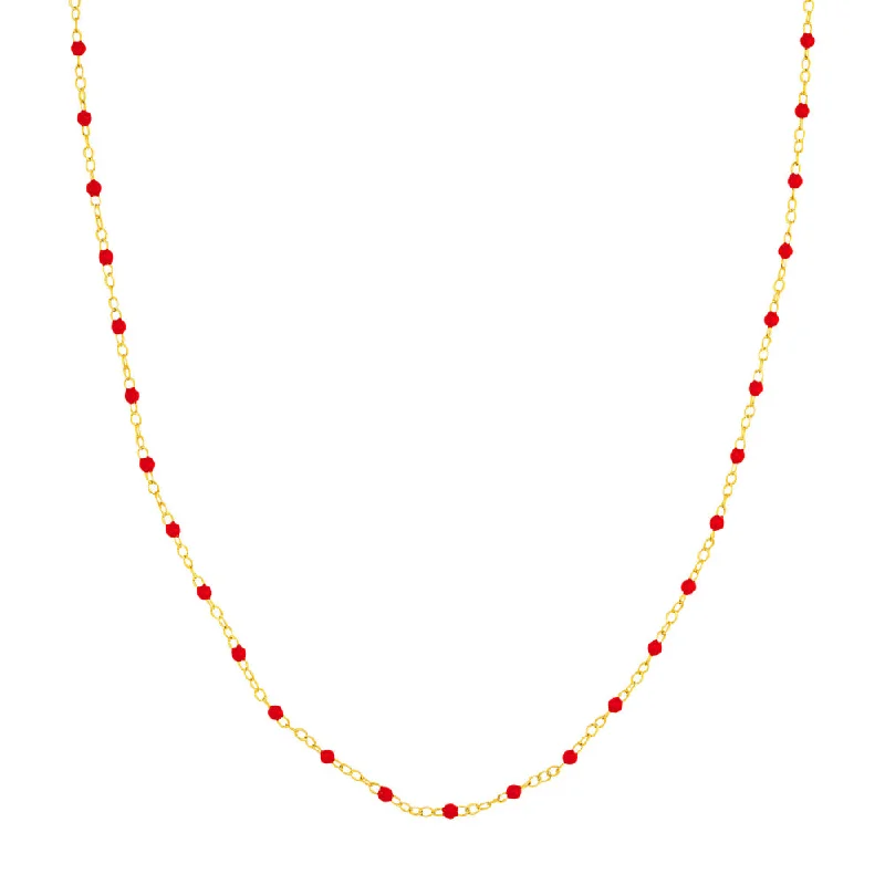 The Ultimate Jewelry Sale – Shop Premium Styles 14k Red Enamel Bead Piatto Chain, 10"