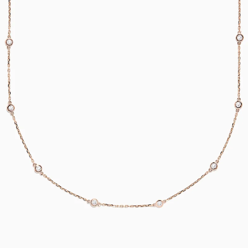 The Ultimate Jewelry Sale – Exclusive Styles At Great Prices 14K Rose Gold 18" Diamond Station Necklace, 0.75 TCW The Ultimate Jewelry Sale – Exclusive Styles At Great Prices 14K Rose Gold 18" Diamond Station Necklace, 0.75 TCW