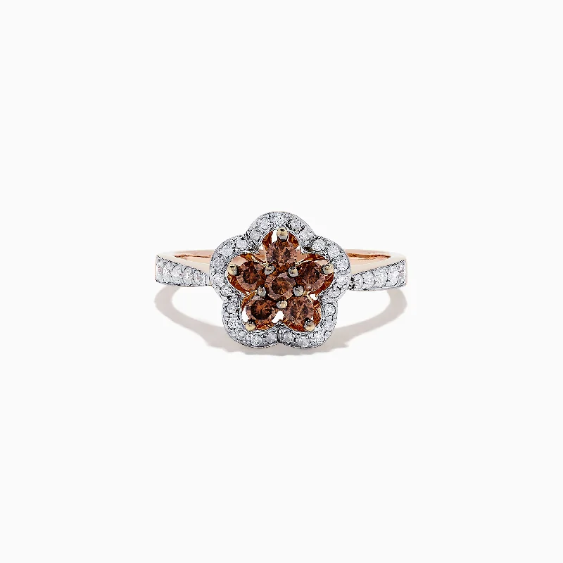 Exclusive Jewelry Offers – Shine For Less 14K Rose Gold Espresso and White Diamond Flower Ring, 0.55 TCW Exclusive Jewelry Offers – Shine For Less 14K Rose Gold Espresso and White Diamond Flower Ring, 0.55 TCW