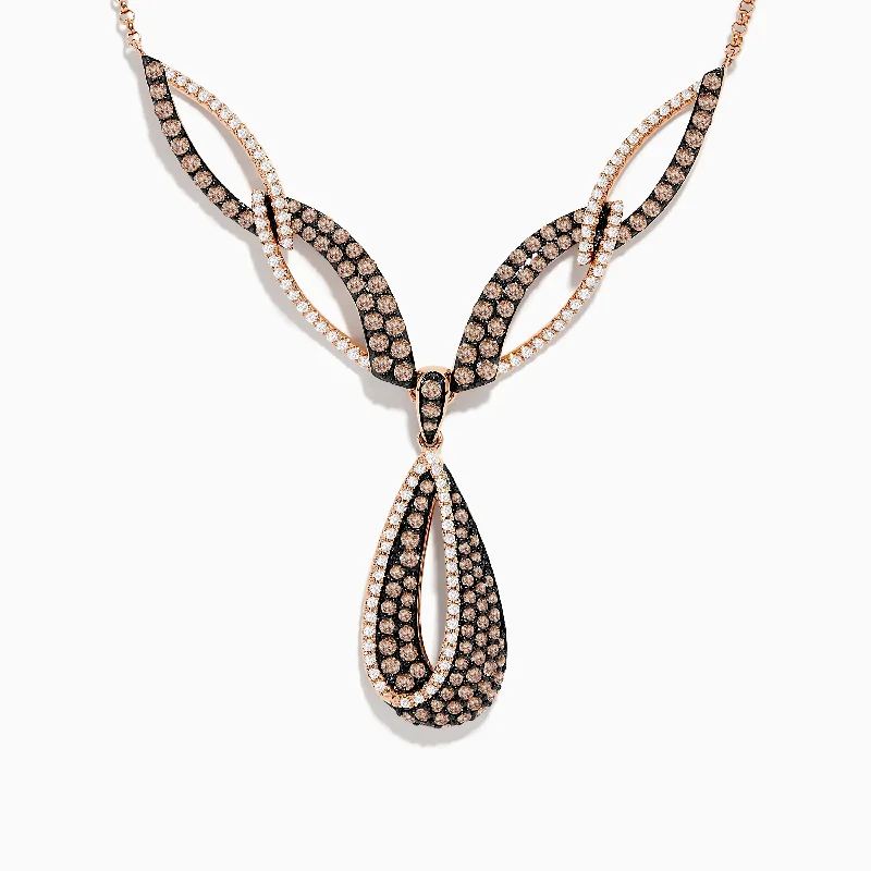 Huge Savings On Timeless Jewelry Collections 14K Rose Gold Espresso and White Diamond Drop Necklace Huge Savings On Timeless Jewelry Collections 14K Rose Gold Espresso and White Diamond Drop Necklace