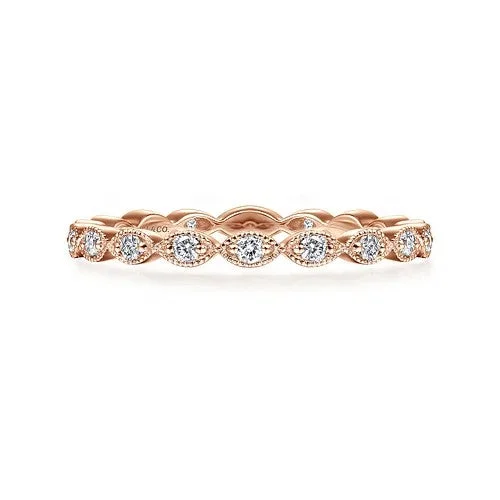 Elegant Designs, Unbeatable Discounts – Shop Jewelry Now 14K Rose Gold Marquise Station Diamond Stackable Ring