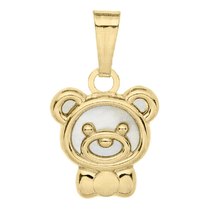 Stunning Jewelry At Even More Stunning Prices 14k Teddy Bear Head Mother Of Pearl Pendant