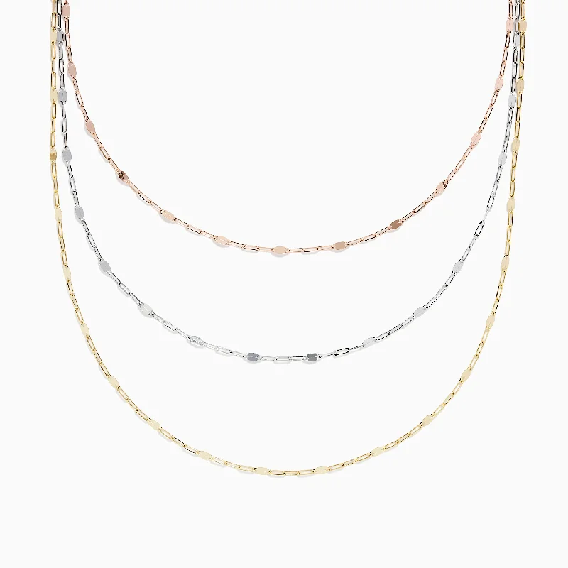 Exclusive Savings On Timeless Jewelry Pieces 14K Tri Tone Gold Mirror Chain Necklace 17" Exclusive Savings On Timeless Jewelry Pieces 14K Tri Tone Gold Mirror Chain Necklace 17"