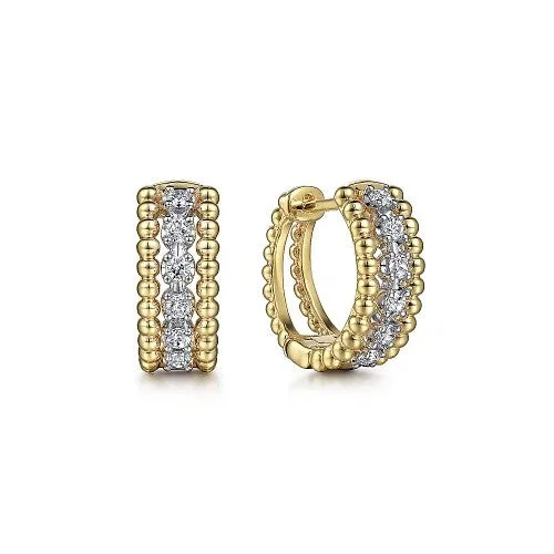 Make Your Outfit Shine With Discounted Jewelry 14K White-Yellow Gold Bujukan Huggie Pave Diamond Earrings