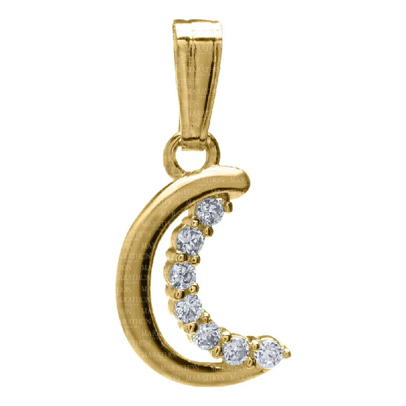 Exclusive Jewelry Markdowns – Limited-Time Offer 14k Yellow Gold 1/2 Moon Pendant with CZ