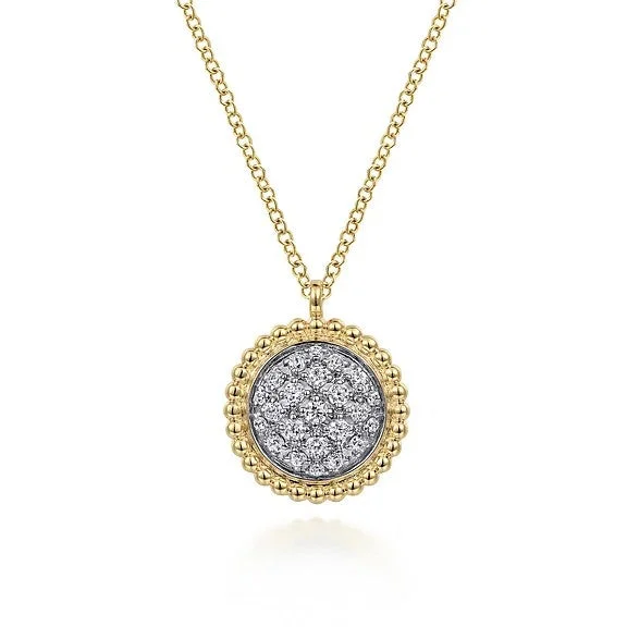 Big Discounts On Elegant Jewelry Collections 14K Yellow Gold Bujukan and Diamond Pave Pendant Necklace