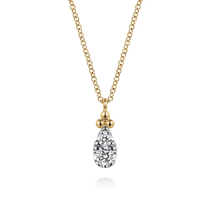 Limited-Time Jewelry Sale – Don't Miss These Deals 14K Yellow Gold Diamond Bujukan Teardrop Pendant Necklace