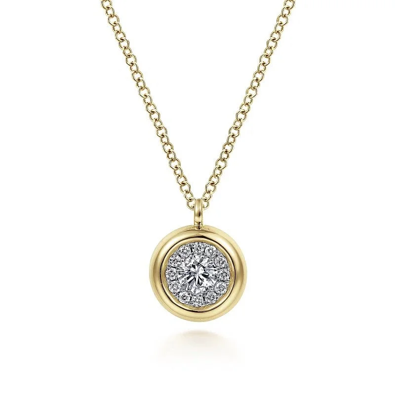 Breathtaking Jewelry, Breathtaking Prices 14K Yellow Gold Diamond Halo Pendant Necklace