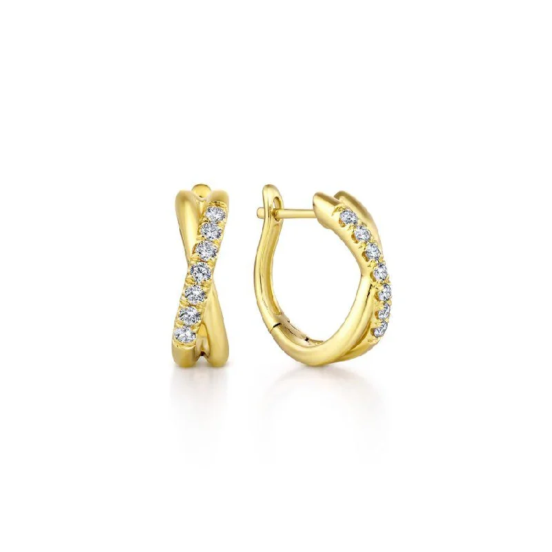 Chic And Stylish Jewelry At Exclusive Prices 14K Yellow Gold Twisted 15mm Diamond Huggies