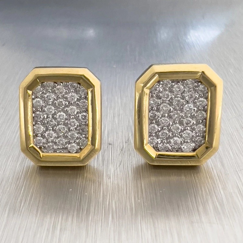 Timeless Elegance Now At Special Discounts 18k White & Yellow Gold Pave Diamond Octagonal Cufflinks 0.50ctw 12.6g VINTAGE Timeless Elegance Now At Special Discounts 18k White & Yellow Gold Pave Diamond Octagonal Cufflinks 0.50ctw 12.6g VINTAGE
