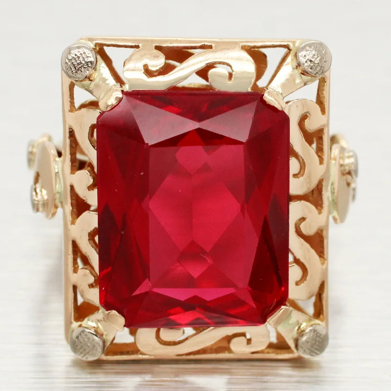 Unique Jewelry For Less – Shop The Sale Now Antique Art Nouveau 14ct Rectangle Ruby Cocktail Ring - 18k Yellow Gold - Size 7 Unique Jewelry For Less – Shop The Sale Now Antique Art Nouveau 14ct Rectangle Ruby Cocktail Ring - 18k Yellow Gold - Size 7