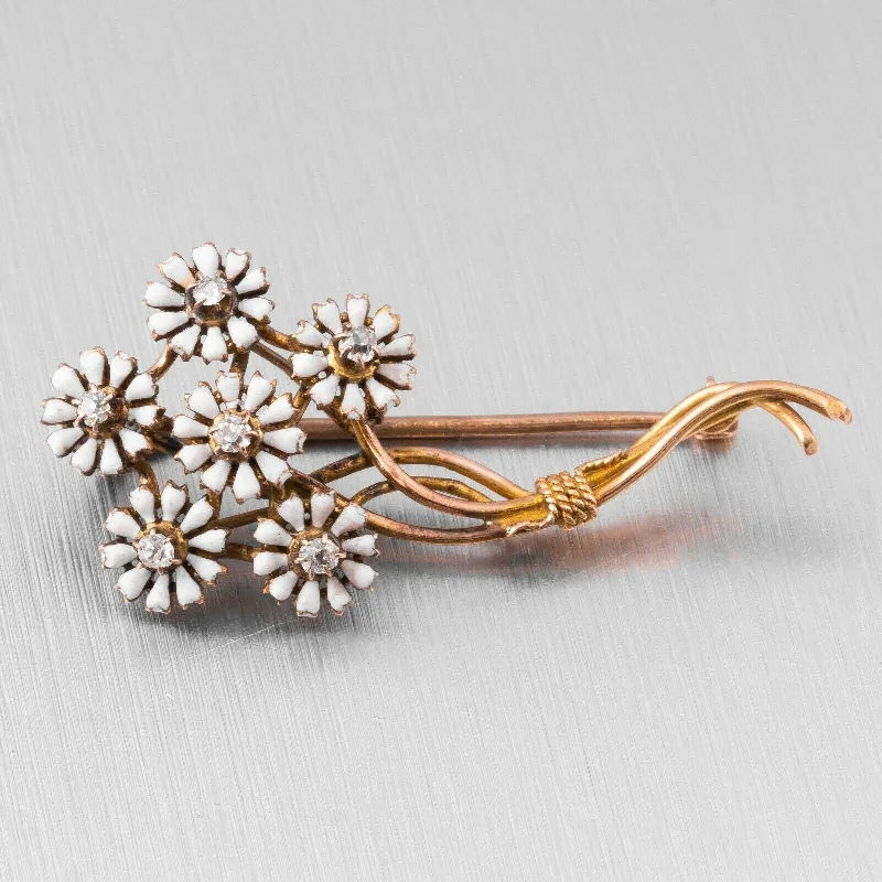 Timeless Jewelry At Special Discount Rates Antique Estate 14k Yellow Gold Old Mine Diamond & White Enamel Flower 0.15ctw Timeless Jewelry At Special Discount Rates Antique Estate 14k Yellow Gold Old Mine Diamond & White Enamel Flower 0.15ctw