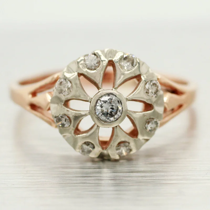 Limited-Time Offer On Premium Jewelry Collections Antique Art Deco 0.15ctw Diamond Floral Band Ring - 14k Rose Gold Limited-Time Offer On Premium Jewelry Collections Antique Art Deco 0.15ctw Diamond Floral Band Ring - 14k Rose Gold