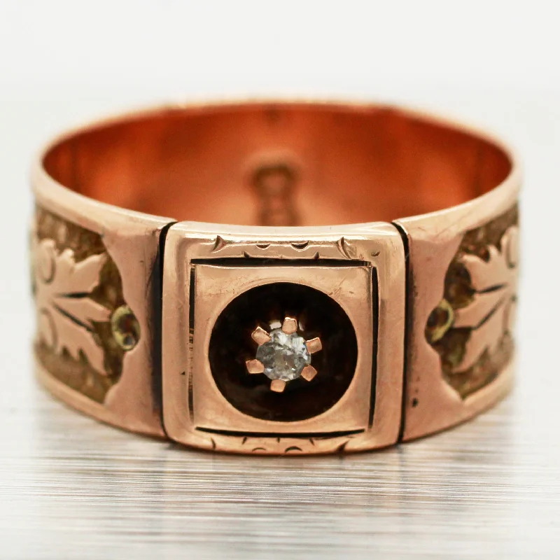 Exclusive Online Jewelry Sale – Don't Wait Art Nouveau 0.02ct Rose Cut Diamond Band Ring - 14k Rose Gold & Yellow Gold Exclusive Online Jewelry Sale – Don't Wait Art Nouveau 0.02ct Rose Cut Diamond Band Ring - 14k Rose Gold & Yellow Gold