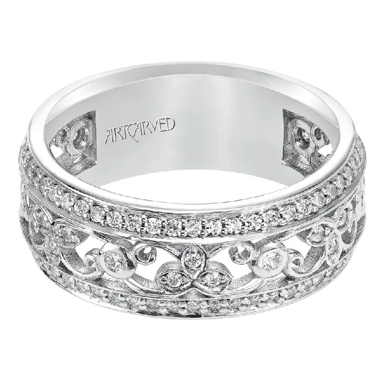 Romantic Heart-Shaped Jewelry For Special Gifts Artcarved 14k Gold Vintage Diamond Anniversary Band Ring Romantic Heart-Shaped Jewelry For Special Gifts Artcarved 14k Gold Vintage Diamond Anniversary Band Ring