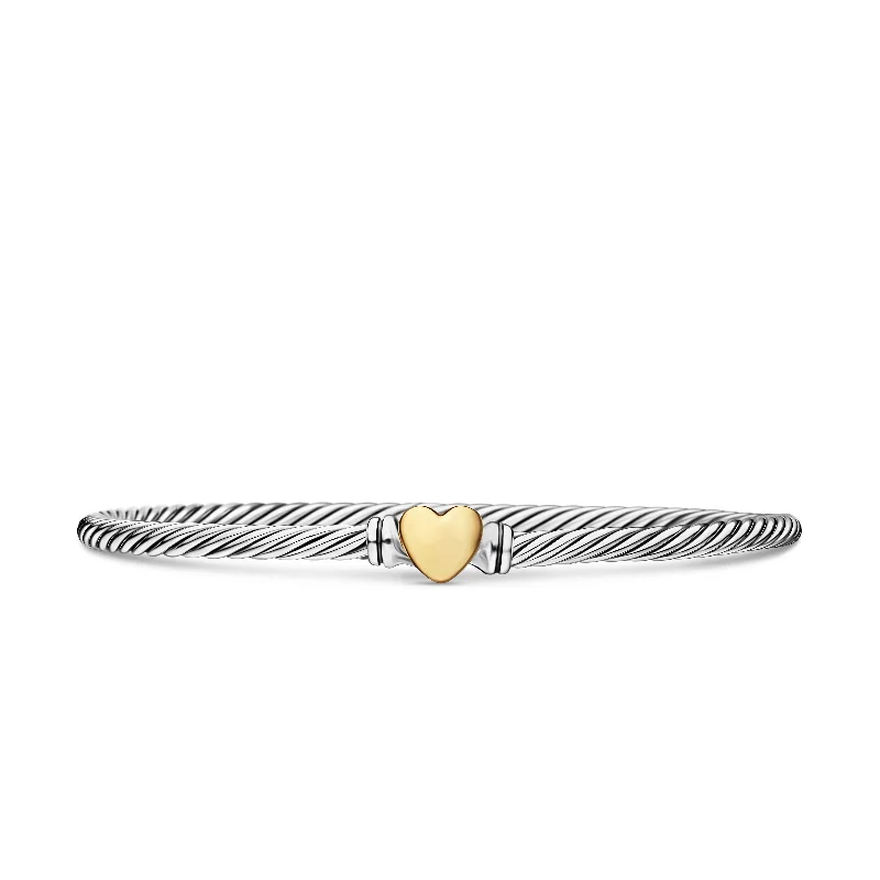 Everyday Jewelry Essentials Now On Sale Cable Collectibles® Heart Bracelet in Sterling Silver with 18K Yellow Gold\, 3mm