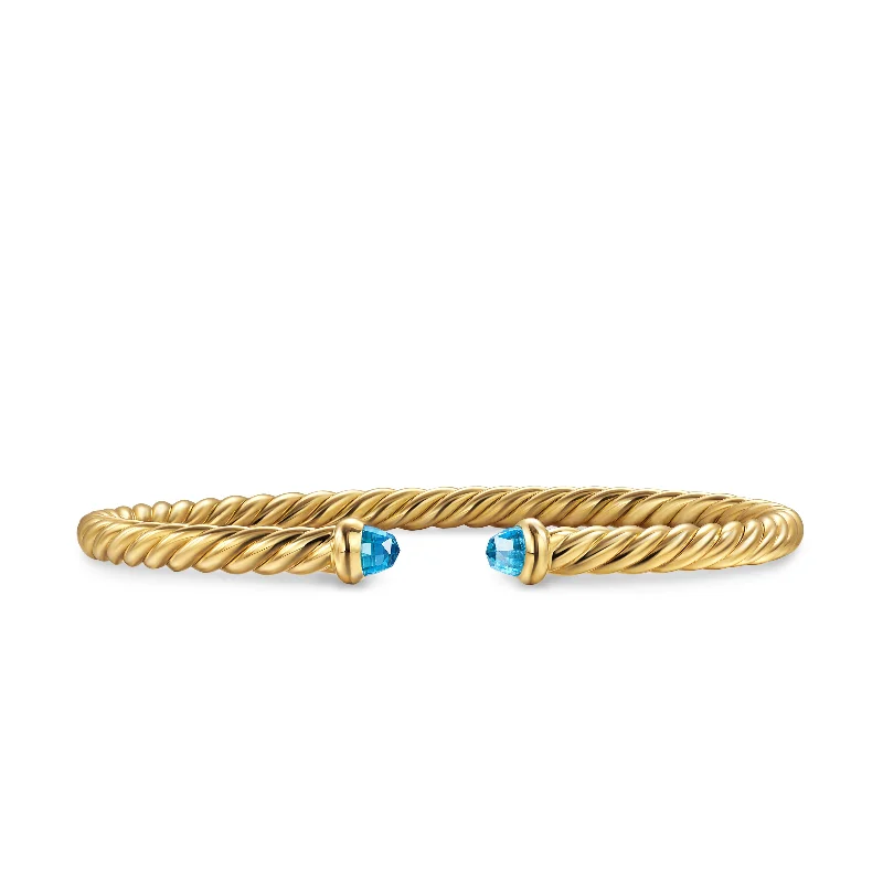 Elegant Jewelry At Unbeatable Prices – Shop Today Cablespira Flex® Bracelet in 18K Yellow Gold with Blue Topaz\, 4mm