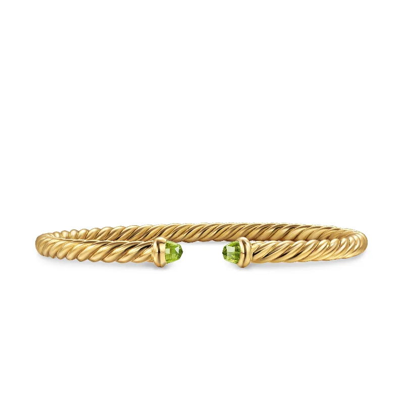 Sparkle In Style With Our Best Jewelry Deals Cablespira Flex® Bracelet in 18K Yellow Gold with Peridot\, 4mm