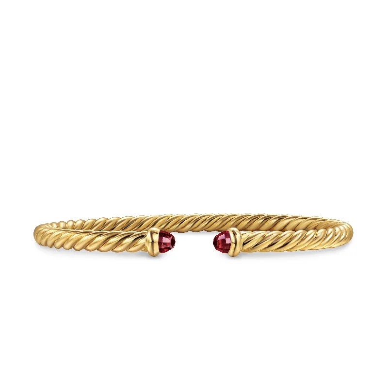 Jewelry Clearance Event – Last Chance For Stunning Deals Cablespira Flex® Bracelet in 18K Yellow Gold with Rhodolite Garnet\, 4mm