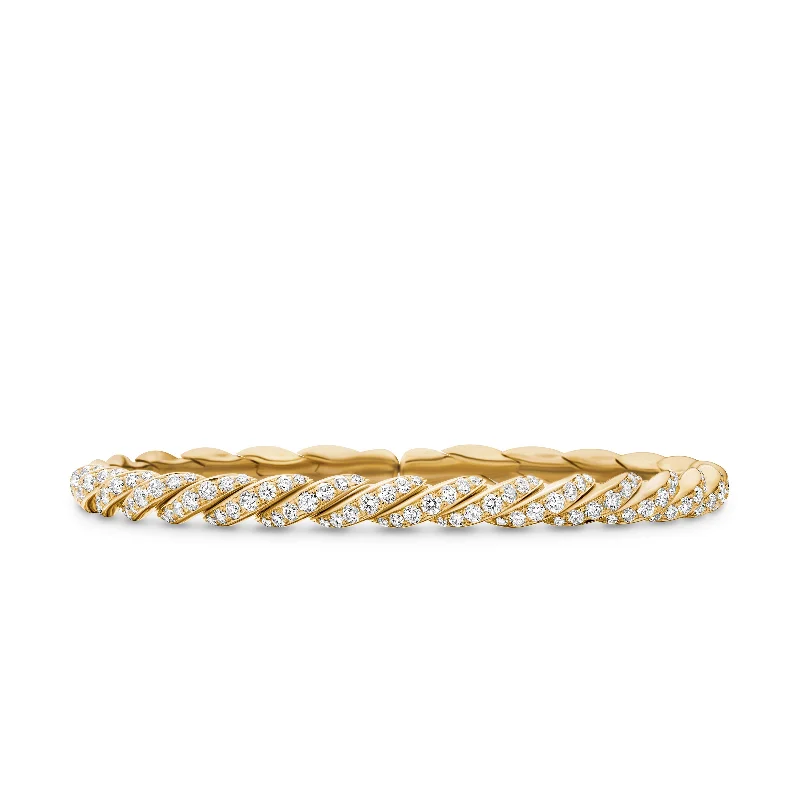 Best-Selling Jewelry Styles Now At Exclusive Discounts Sculpted Cable Flex Bracelet in 18K Yellow Gold with Diamonds\, 5mm