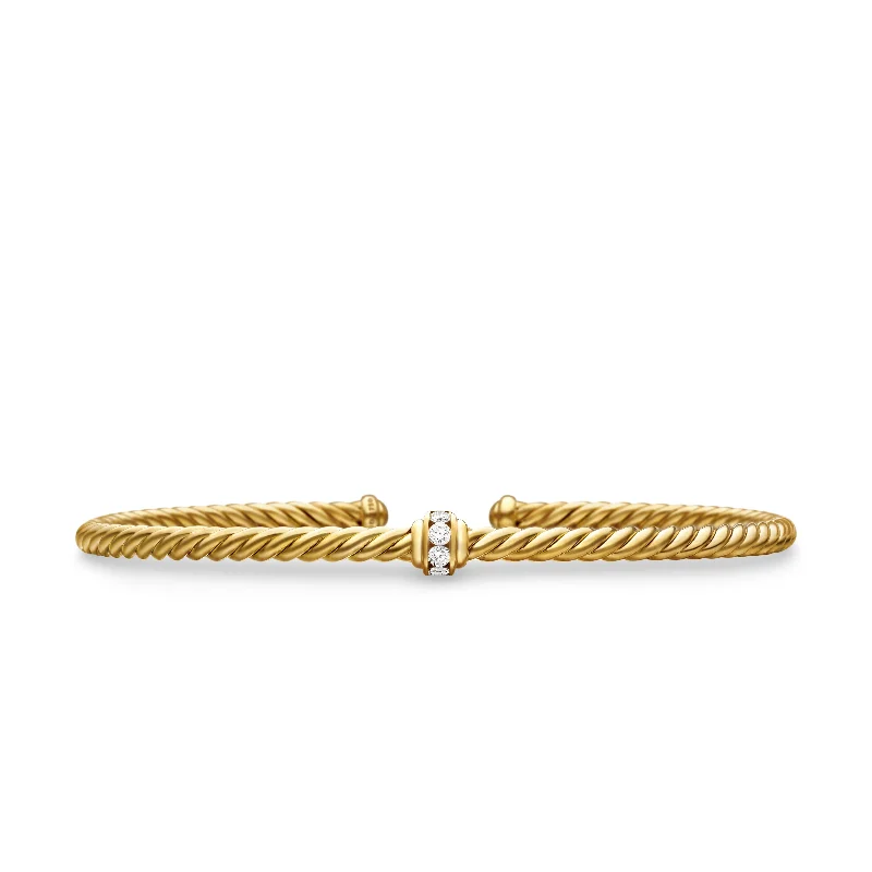 Limited-Stock Jewelry Sale – Once It's Gone, It's Gone Classic Cablespira® Station Bracelet in 18K Yellow Gold with Diamonds\, 3mm