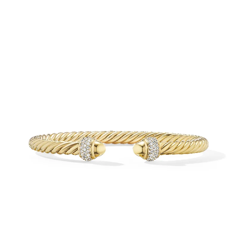 Breathtaking Jewelry, Breathtaking Prices Cable Bracelet in 18K Yellow Gold with Diamonds\, 5mm