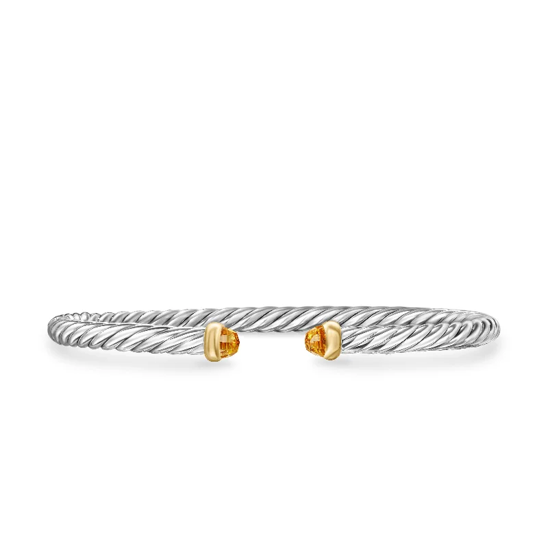 Best Jewelry Sale – Shop Exclusive Designs Now Cable Flex Bracelet in Sterling Silver with 14K Yellow Gold and Citrine\, 4mm