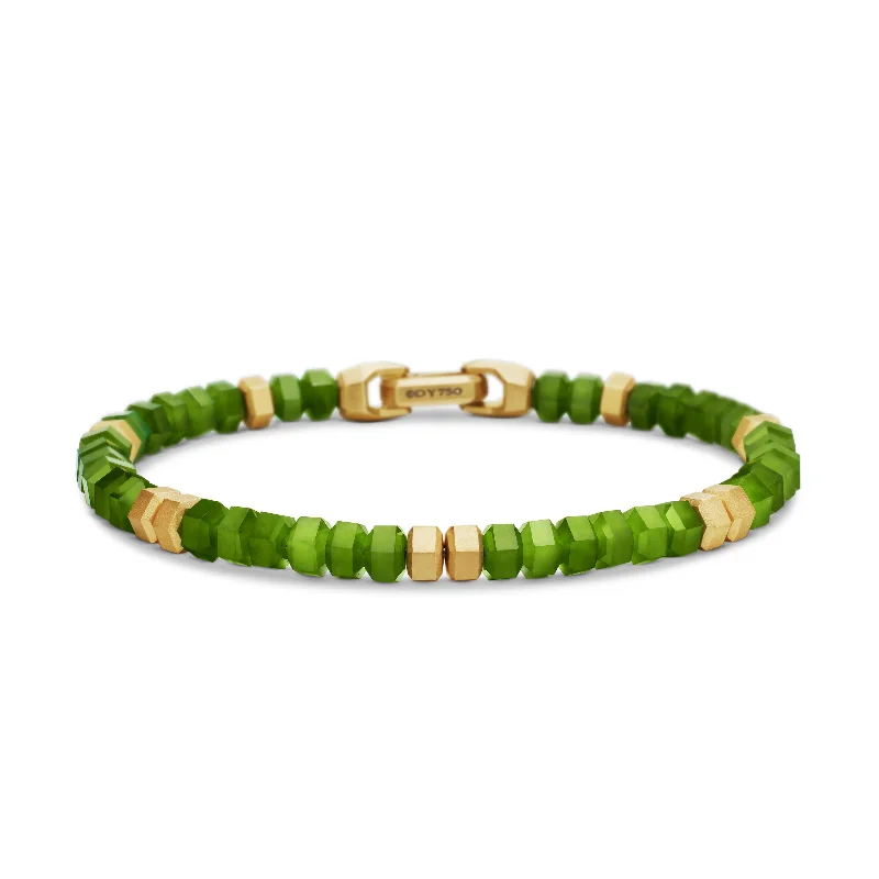 Exclusive Jewelry Bundles At Discounted Rates Hex Bead Bracelet with Nephrite Jade and 18K Yellow Gold\, 6mm