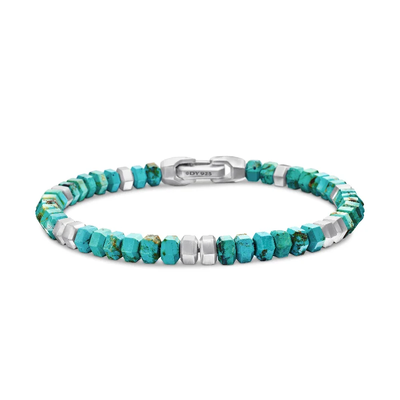 Shop Dazzling Jewelry At The Best Prices Hex Bead Bracelet in Sterling Silver with Turquoise\, 6mm