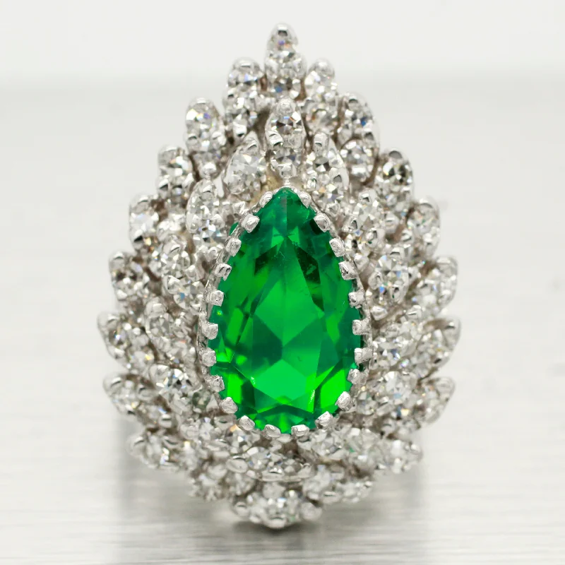 Buy More, Save More On Stunning Jewelry Pieces Vintage 2ct Lab-Created Emerald Pear Cut Engagement Ring - 14k White Gold Buy More, Save More On Stunning Jewelry Pieces Vintage 2ct Lab-Created Emerald Pear Cut Engagement Ring - 14k White Gold