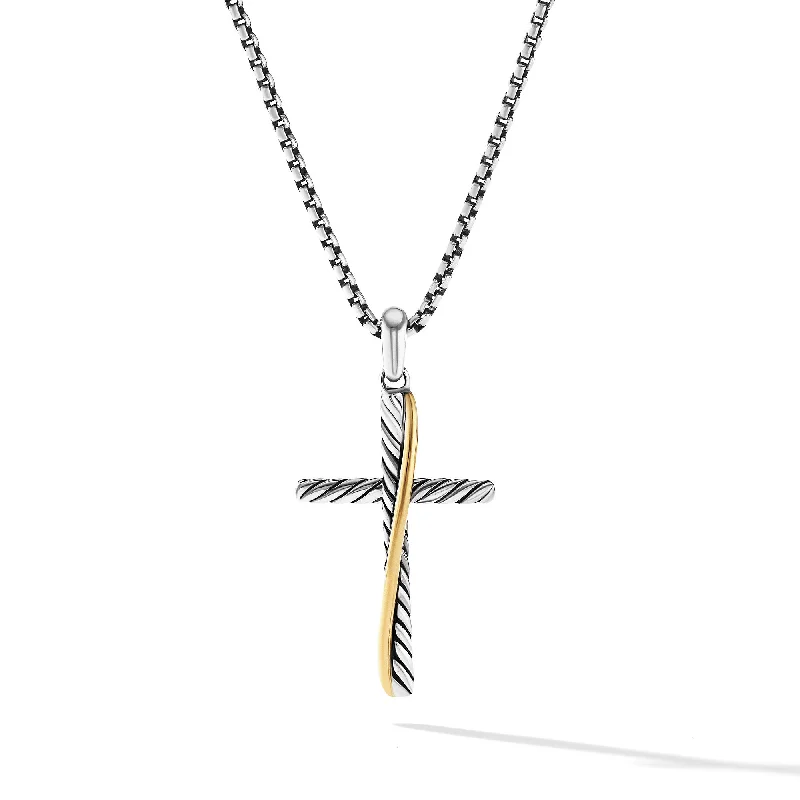 Modern Jewelry At Exclusive Discounts – Shop Today Crossover Cross Pendant in Sterling Silver with 18K Yellow Gold\, 34mm