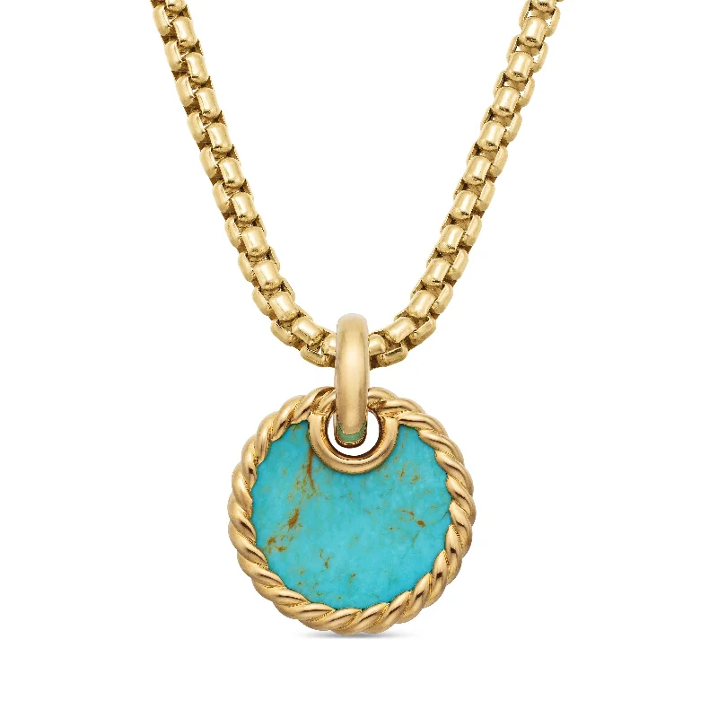 Exclusive Jewelry Offers – Shine For Less DY Elements® Disc Pendant in 18K Yellow Gold with Turquoise\, 15.5mm