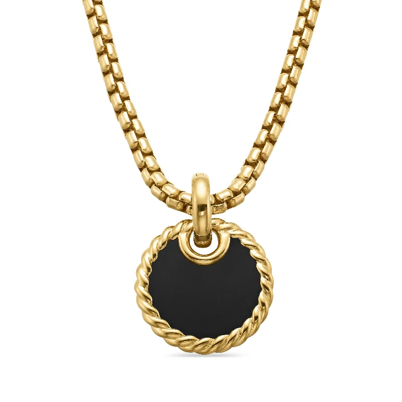 Grab Your Favorite Jewelry At The Lowest Prices DY Elements® Disc Pendant in 18K Yellow Gold with Black Onyx Reversible to Mother of Pearl\, 15.5mm