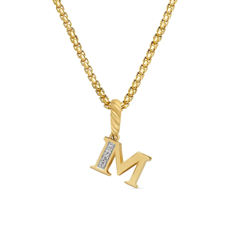 Luxury Jewelry At Unbeatable Discounts Pavé Initial Pendant in 18K Yellow Gold with Diamond M