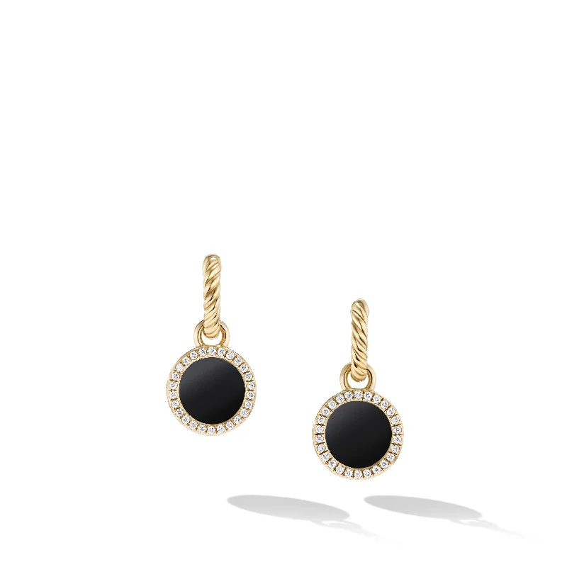 Elegant Jewelry, Exclusive Prices – Shop Now Petite DY Elements® Drop Earrings in 18K Yellow Gold with Black Onyx and Diamonds\, 22.6mm