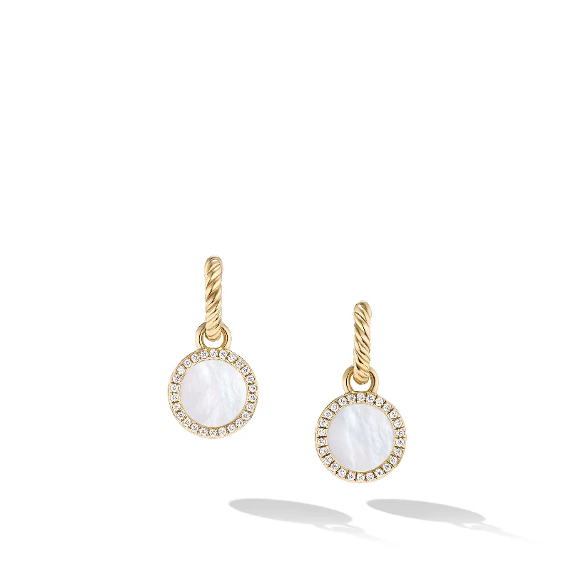 Huge Savings On Timeless Jewelry Collections Petite DY Elements® Drop Earrings in 18K Yellow Gold with Mother of Pearl and Diamonds\, 22.6mm